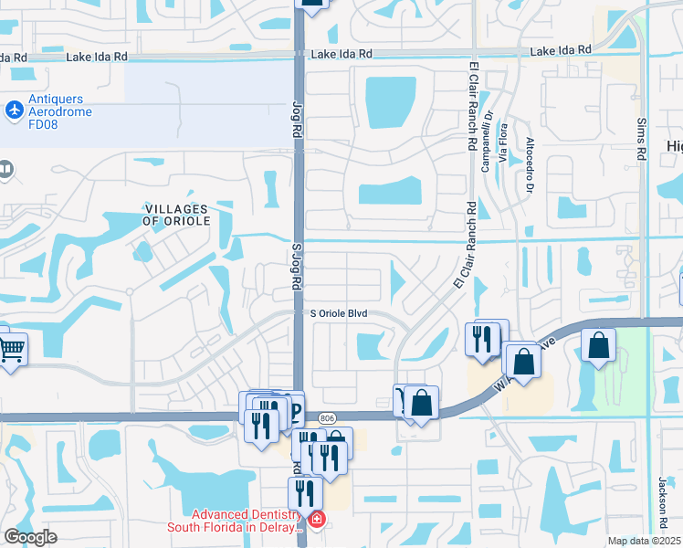 map of restaurants, bars, coffee shops, grocery stores, and more near 6576 Whispering Wind Way in Delray Beach