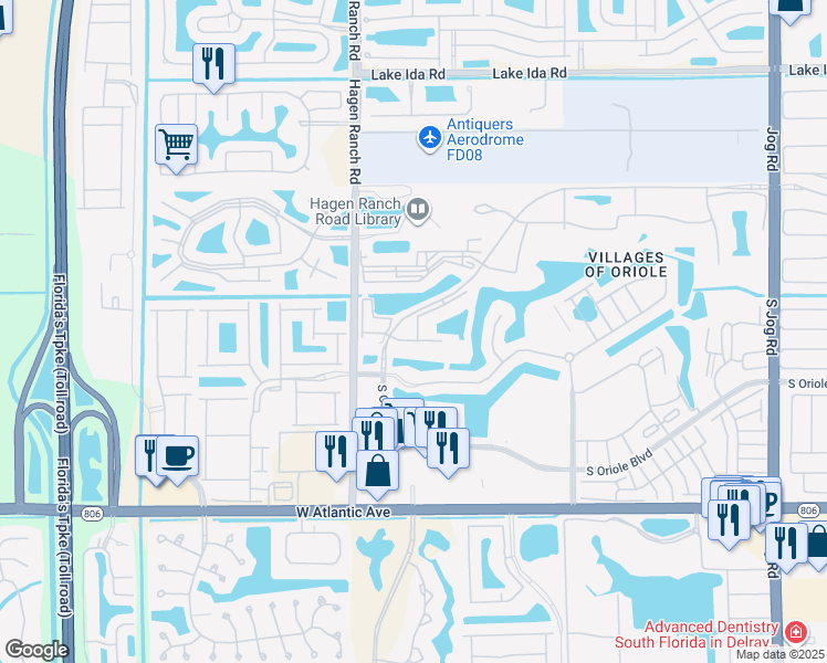 map of restaurants, bars, coffee shops, grocery stores, and more near 7290 Kinghurst Drive in Delray Beach