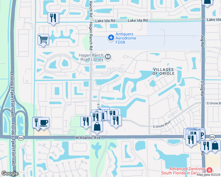 map of restaurants, bars, coffee shops, grocery stores, and more near 7310 Ashford Place in Delray Beach