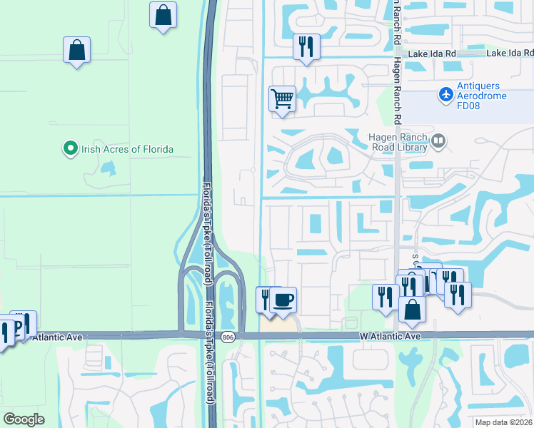 map of restaurants, bars, coffee shops, grocery stores, and more near 14545 Alabaster Avenue in Delray Beach