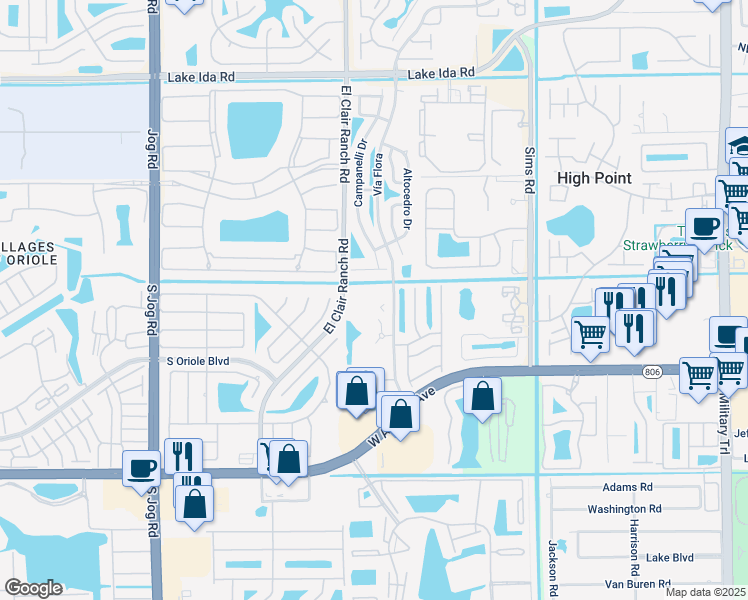 map of restaurants, bars, coffee shops, grocery stores, and more near 5859 Heritage Park Way in Delray Beach