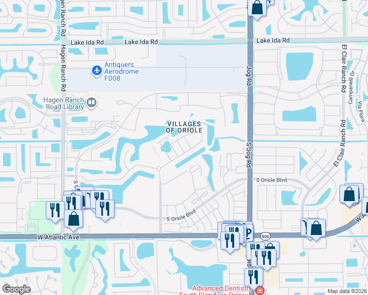 map of restaurants, bars, coffee shops, grocery stores, and more near 24 Abbey Lane in Delray Beach