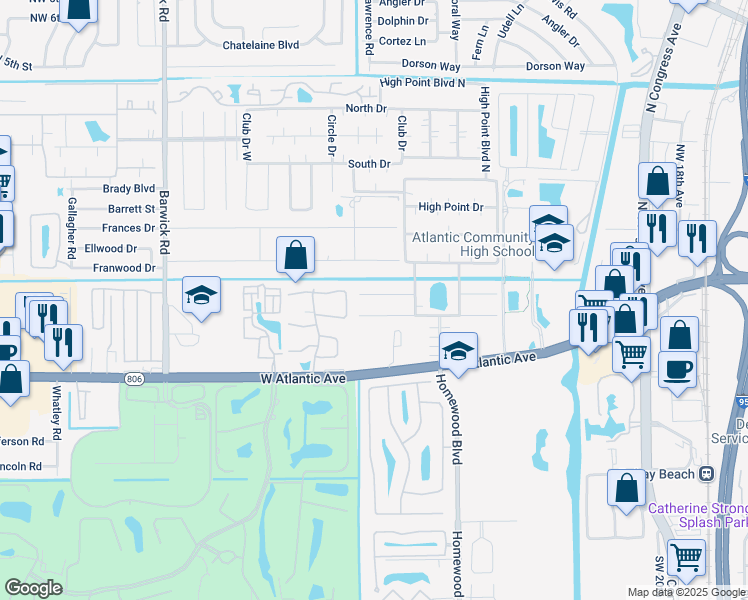 map of restaurants, bars, coffee shops, grocery stores, and more near 285 Northwest 40th Avenue in Delray Beach