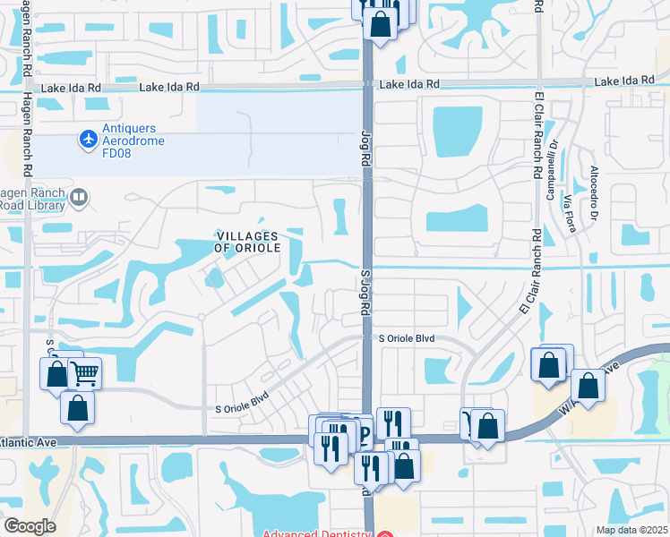 map of restaurants, bars, coffee shops, grocery stores, and more near 14720 Bonaire Boulevard in Delray Beach
