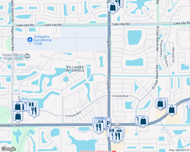 map of restaurants, bars, coffee shops, grocery stores, and more near 14425 Strathmore Lane in Delray Beach