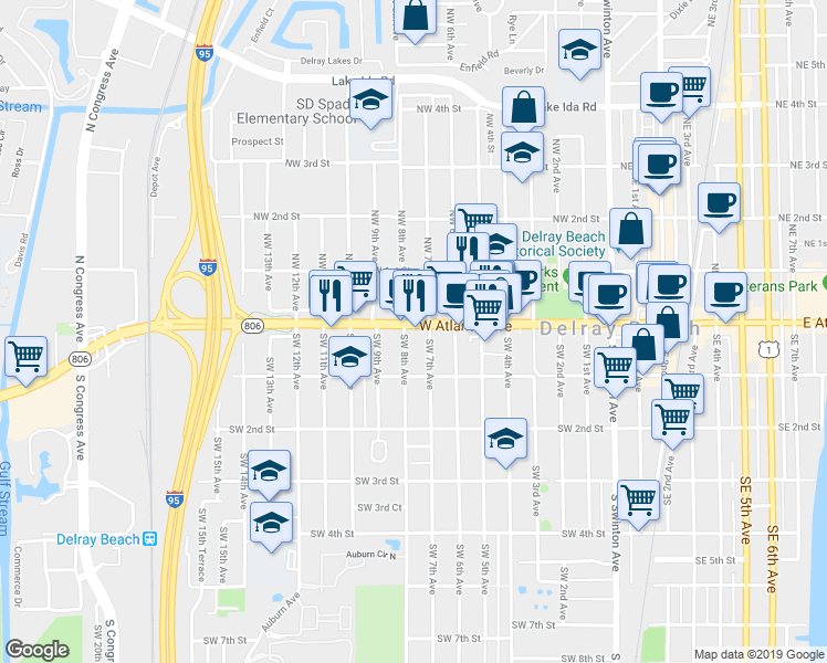 map of restaurants, bars, coffee shops, grocery stores, and more near Tropical Drive in Ocean Ridge