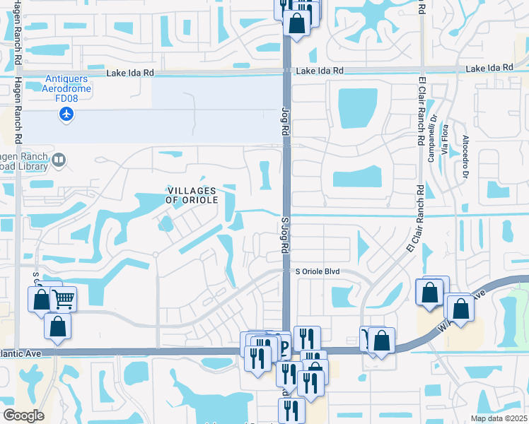 map of restaurants, bars, coffee shops, grocery stores, and more near 14720 Bonaire Boulevard in Delray Beach