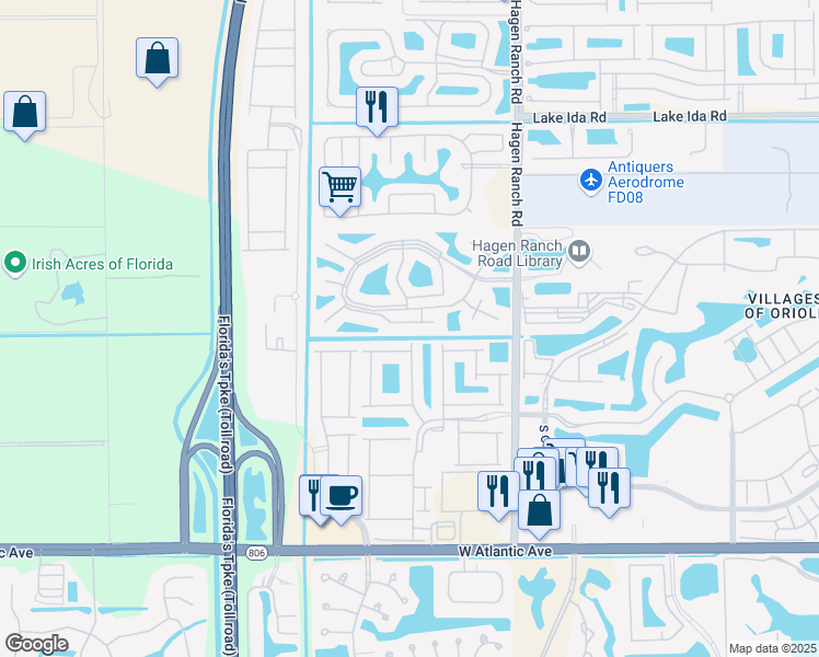 map of restaurants, bars, coffee shops, grocery stores, and more near 7736 Coral Lake Drive in Delray Beach