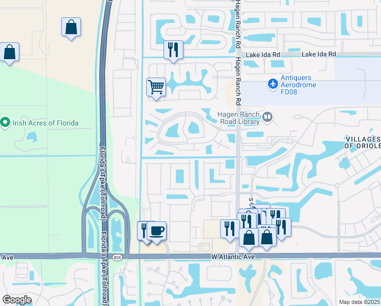 map of restaurants, bars, coffee shops, grocery stores, and more near 7736 Coral Lake Drive in Delray Beach