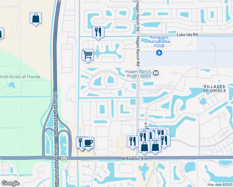 map of restaurants, bars, coffee shops, grocery stores, and more near 7682 Coral Lake Drive in Delray Beach