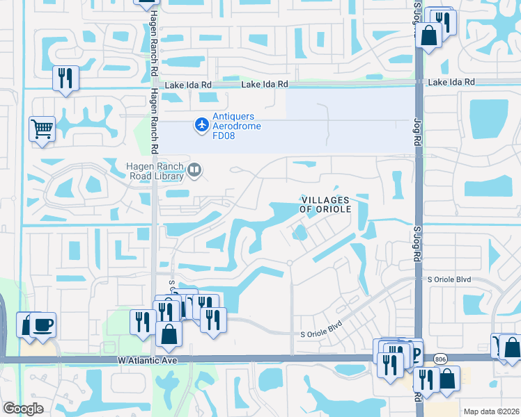 map of restaurants, bars, coffee shops, grocery stores, and more near 14376 Amberly Ln in Delray Beach