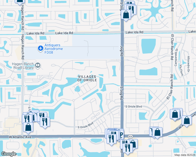 map of restaurants, bars, coffee shops, grocery stores, and more near 6900 Huntington Lane in Delray Beach