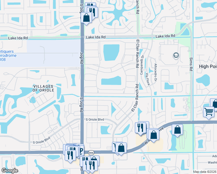map of restaurants, bars, coffee shops, grocery stores, and more near 6037 Pointe Regal Circle in Delray Beach