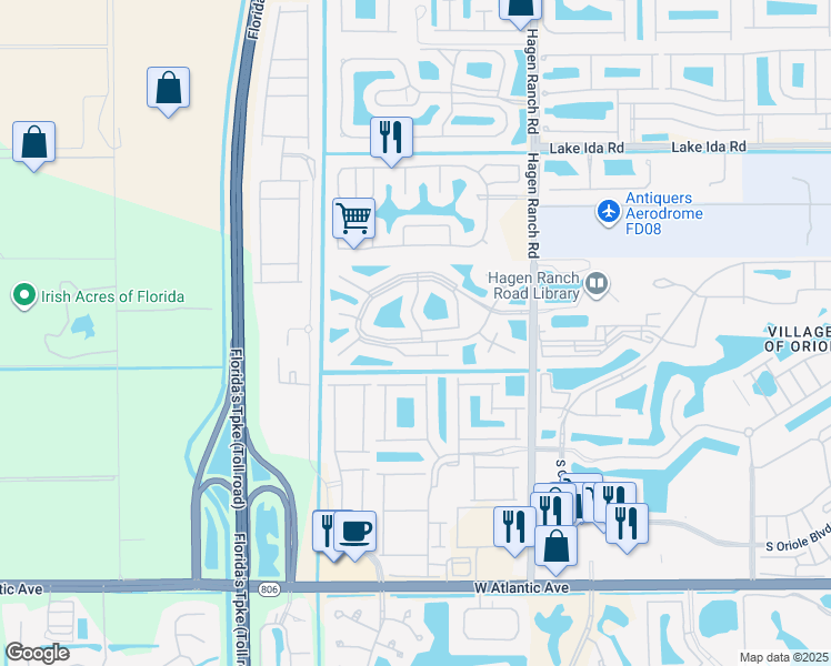 map of restaurants, bars, coffee shops, grocery stores, and more near 14452 Vía Royale in Delray Beach