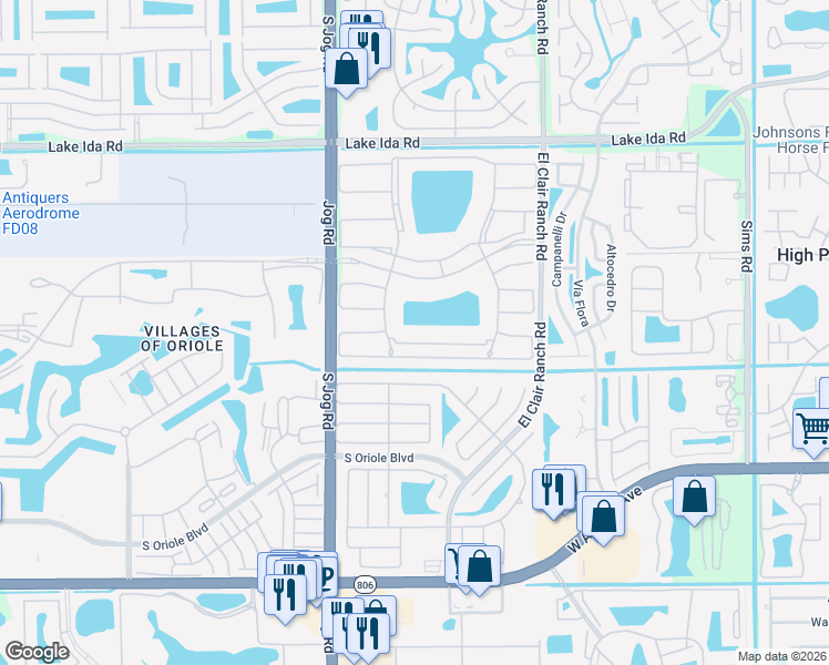 map of restaurants, bars, coffee shops, grocery stores, and more near 6037 Pointe Regal Circle in Delray Beach