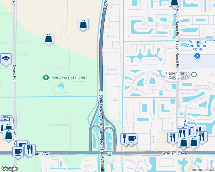 map of restaurants, bars, coffee shops, grocery stores, and more near 8121 Tumblestone Court in Delray Beach