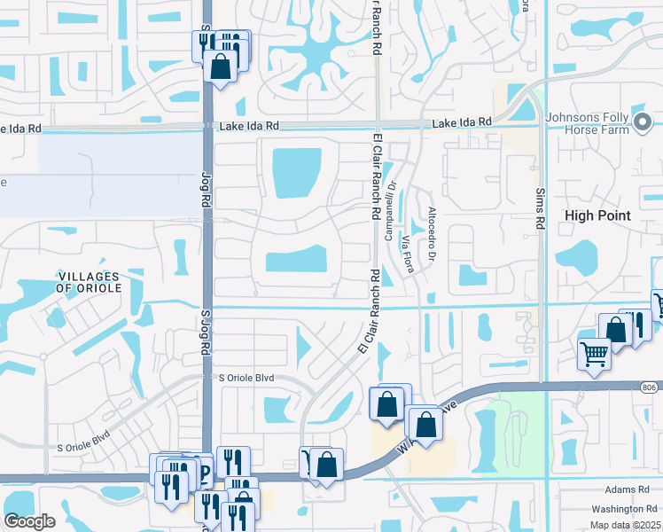 map of restaurants, bars, coffee shops, grocery stores, and more near 6037 Pointe Regal Circle in Delray Beach