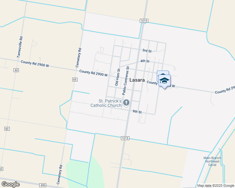 map of restaurants, bars, coffee shops, grocery stores, and more near 11836 Old Ham Street in Raymondville
