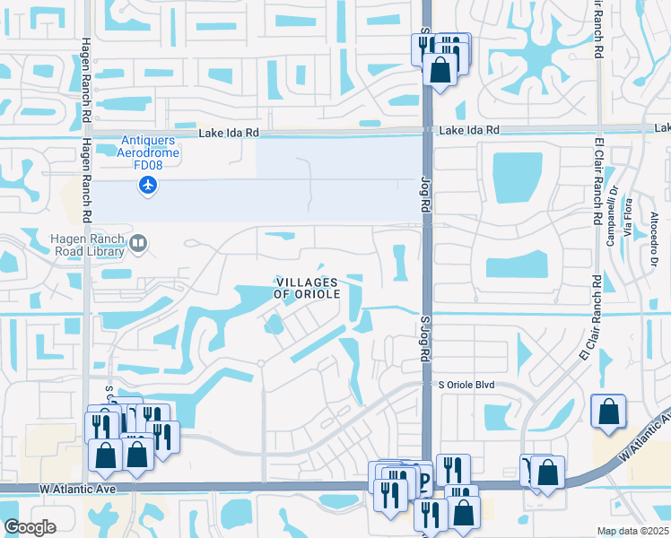 map of restaurants, bars, coffee shops, grocery stores, and more near 6900 Huntington Lane in Delray Beach