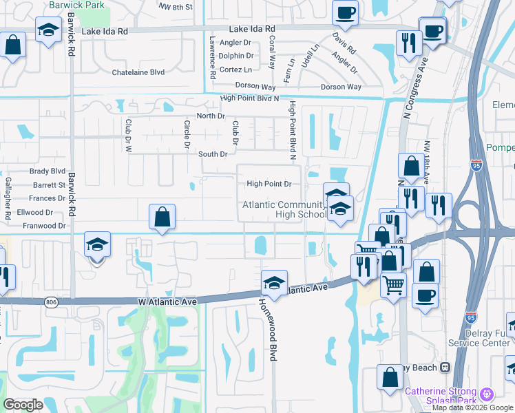 map of restaurants, bars, coffee shops, grocery stores, and more near in Delray Beach