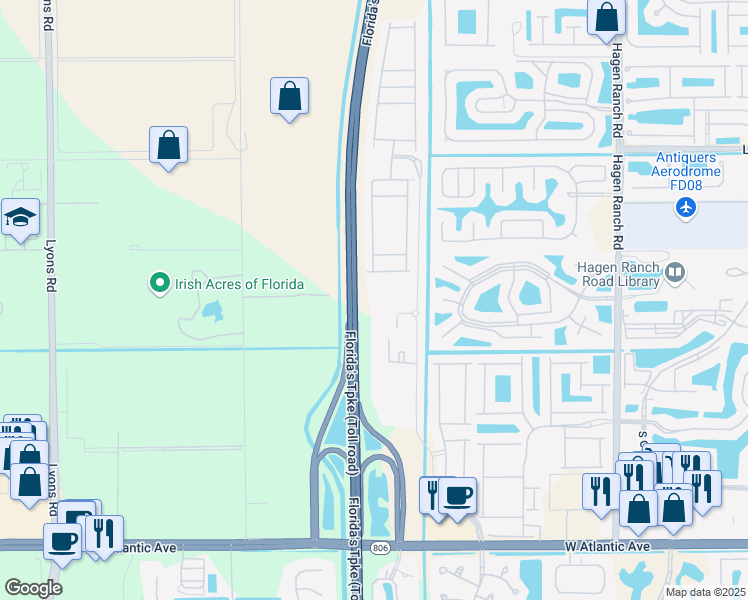 map of restaurants, bars, coffee shops, grocery stores, and more near 8121 Tumblestone Court in Delray Beach