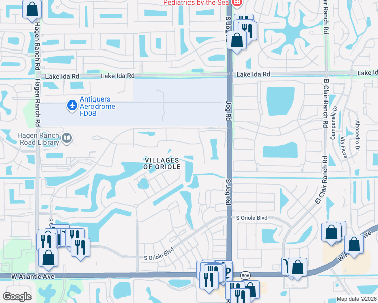 map of restaurants, bars, coffee shops, grocery stores, and more near 6900 Huntington Lane in Delray Beach