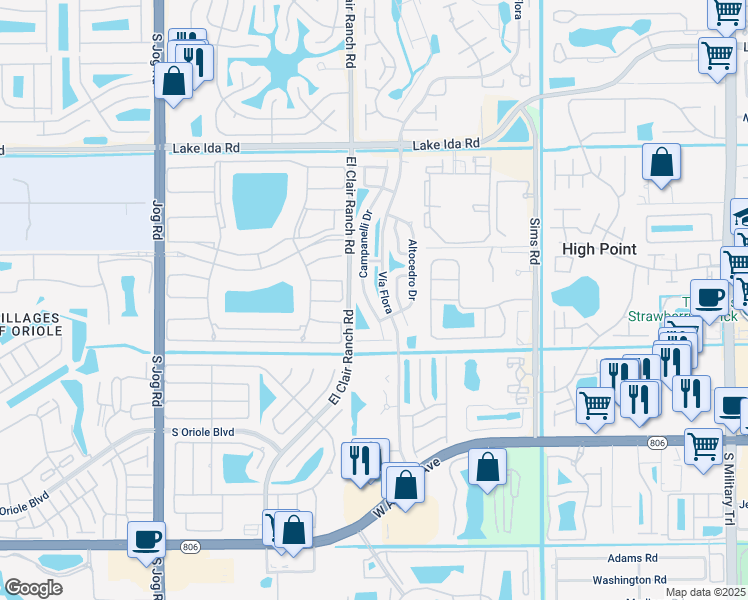 map of restaurants, bars, coffee shops, grocery stores, and more near 14408 Campanelli Drive in Delray Beach