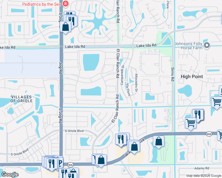 map of restaurants, bars, coffee shops, grocery stores, and more near 6037 Pointe Regal Circle in Delray Beach