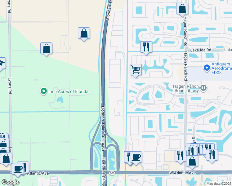 map of restaurants, bars, coffee shops, grocery stores, and more near 8121 Tumblestone Court in Delray Beach
