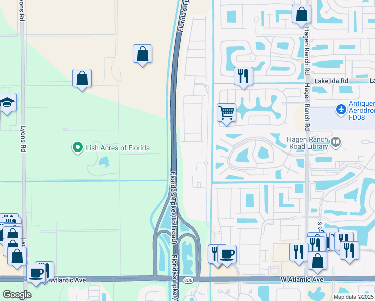 map of restaurants, bars, coffee shops, grocery stores, and more near 8121 Tumblestone Court in Delray Beach