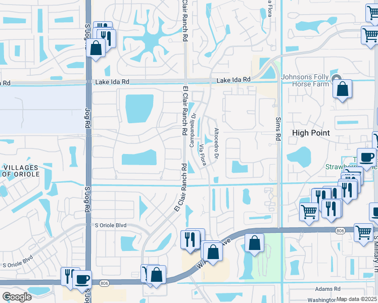 map of restaurants, bars, coffee shops, grocery stores, and more near 6078 Sunny Pointe Circle in Delray Beach