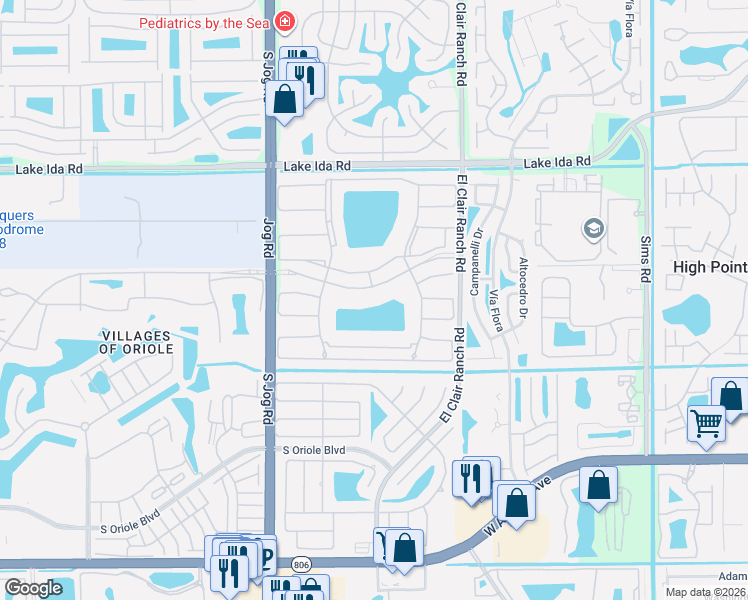 map of restaurants, bars, coffee shops, grocery stores, and more near 6149 Pointe Regal Circle in Delray Beach