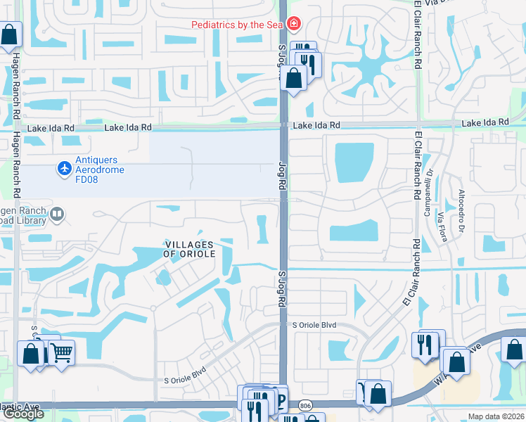 map of restaurants, bars, coffee shops, grocery stores, and more near 14460 Strathmore Lane in Delray Beach