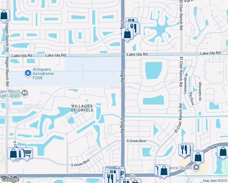 map of restaurants, bars, coffee shops, grocery stores, and more near 14460 Strathmore Lane in Delray Beach