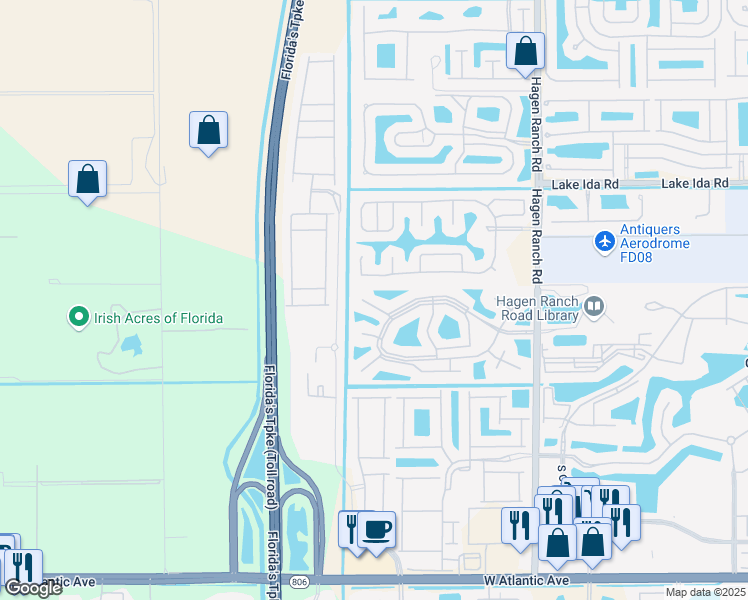 map of restaurants, bars, coffee shops, grocery stores, and more near 7913 Lake Sands Drive in Delray Beach
