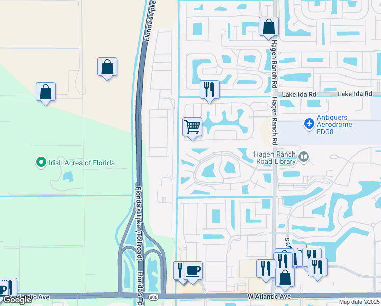 map of restaurants, bars, coffee shops, grocery stores, and more near 7913 Lake Sands Drive in Delray Beach