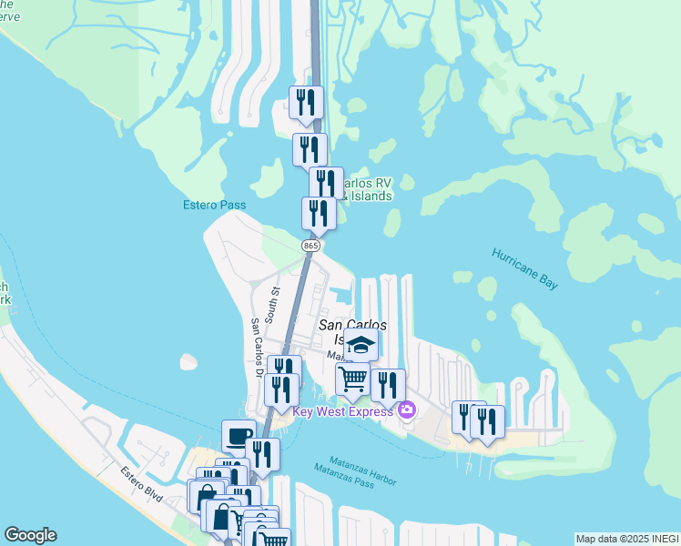 map of restaurants, bars, coffee shops, grocery stores, and more near 892 Buttonwood Drive in Fort Myers Beach