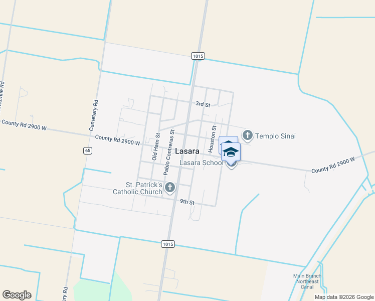 map of restaurants, bars, coffee shops, grocery stores, and more near in Lasara