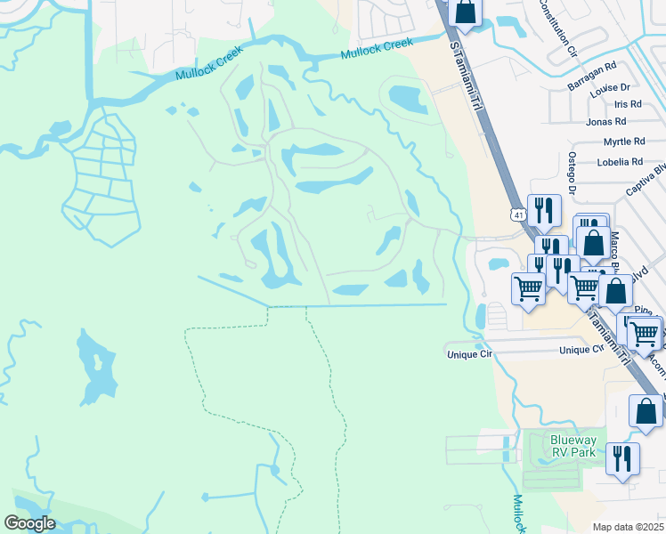 map of restaurants, bars, coffee shops, grocery stores, and more near 6851 Lakewood Isle Drive in Fort Myers
