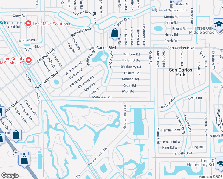 map of restaurants, bars, coffee shops, grocery stores, and more near 8284 Wren Road in Fort Myers