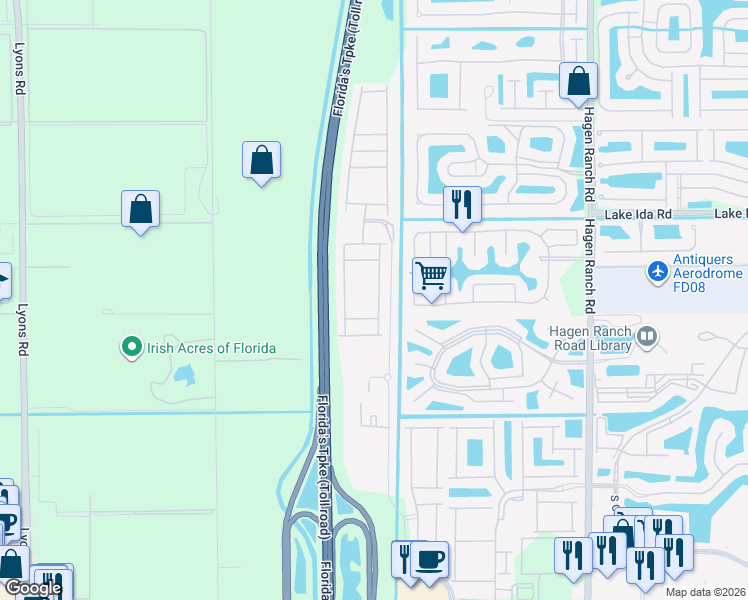 map of restaurants, bars, coffee shops, grocery stores, and more near 14142 Rock Salt Road in Delray Beach