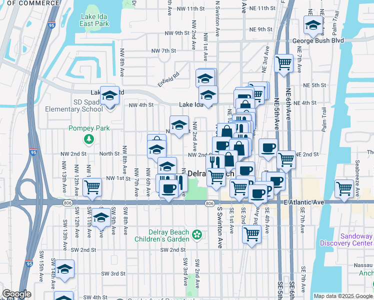 map of restaurants, bars, coffee shops, grocery stores, and more near 201 Northwest 3rd Avenue in Delray Beach