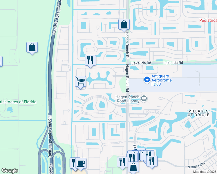 map of restaurants, bars, coffee shops, grocery stores, and more near 7809 Stirling Bridge Boulevard South in Delray Beach