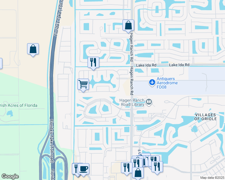 map of restaurants, bars, coffee shops, grocery stores, and more near 7809 Stirling Bridge Boulevard South in Delray Beach