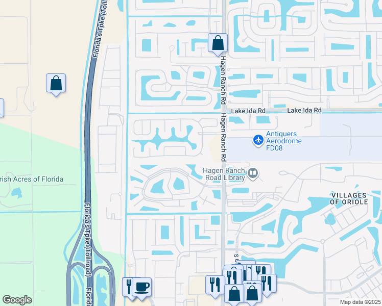 map of restaurants, bars, coffee shops, grocery stores, and more near 7809 Stirling Bridge Boulevard South in Delray Beach