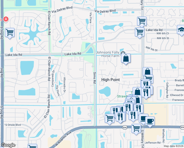 map of restaurants, bars, coffee shops, grocery stores, and more near 5622 Nepsa Way in Delray Beach