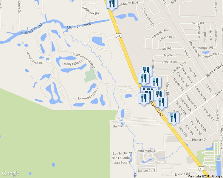 map of restaurants, bars, coffee shops, grocery stores, and more near 18891 Knoll Landing Dr in Fort Myers
