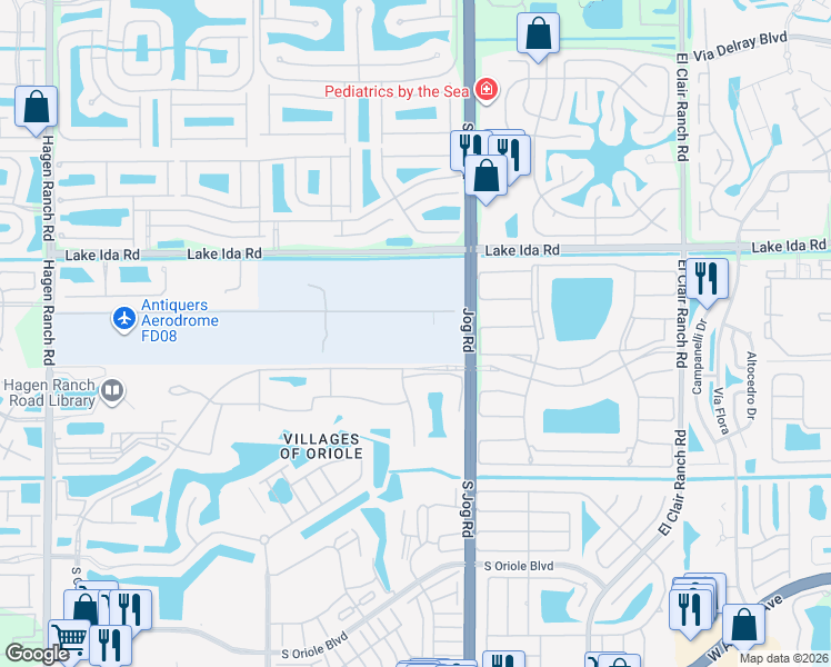 map of restaurants, bars, coffee shops, grocery stores, and more near 6664 Skyline Drive in Delray Beach