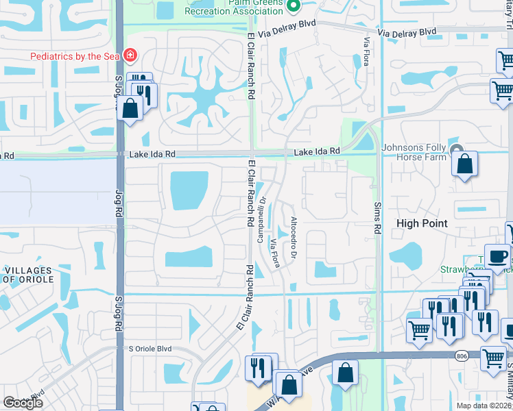 map of restaurants, bars, coffee shops, grocery stores, and more near 14217 Campanelli Drive in Delray Beach