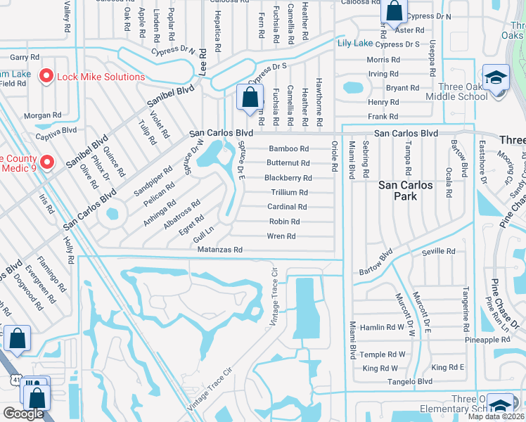 map of restaurants, bars, coffee shops, grocery stores, and more near 8334 Cardinal Road in Fort Myers